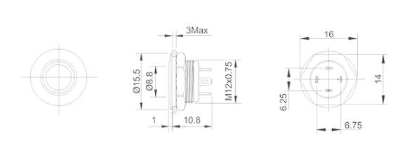 12mm metal push button switch