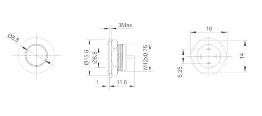 12mm illuminated push button switch