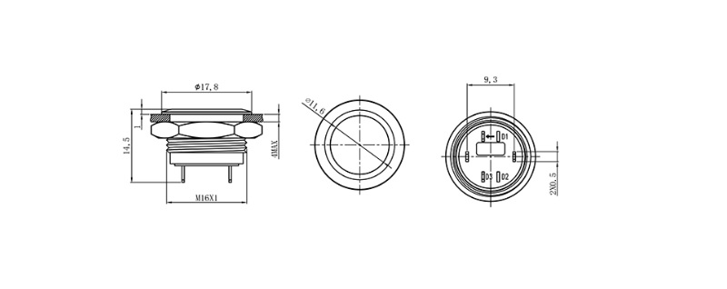 16mm momentary metal push switch