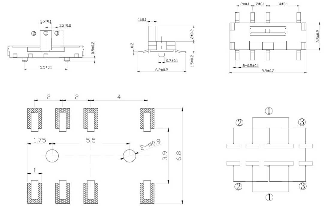 8 pin slide switch