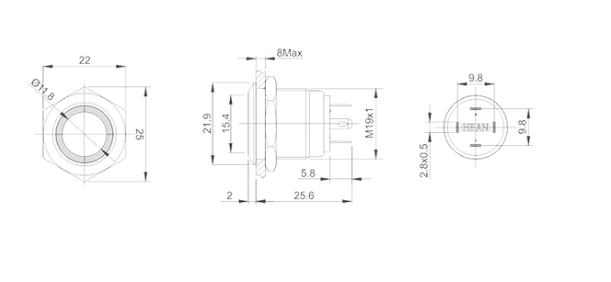 19mm illuminated metal push switch