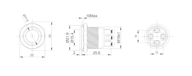 19mm push button switch